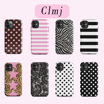 Luxury Clmj pink cheetah Phone Case for iPhone 17 16e 16 15 14 13 12 11 X XS XR XSMAX 8 Air Pro Max Plus Double-layer Back Cover 1