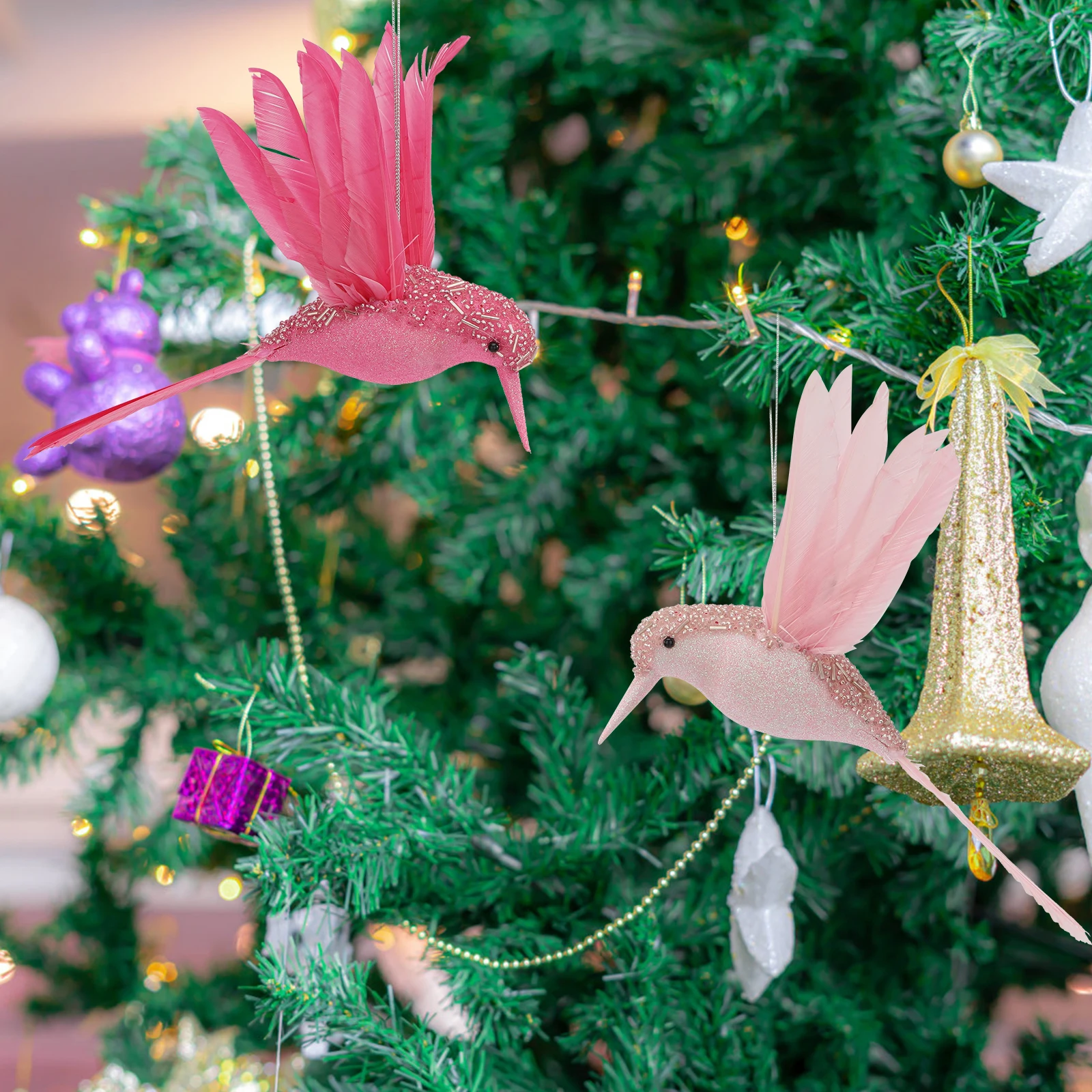 Handmade Artificial Colorful Hummingbird Simulation Foam Pigeon Mode Home Decor Christmas Tree Pendant Handicraft Bird Ornaments