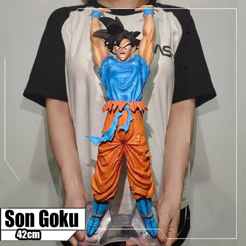 

42CM Dragon Ball Z Goku SSJ Figurine Son Goku Spirit Bomb GK Statue Pvc Action Figure Collection Model Toys for children gifts