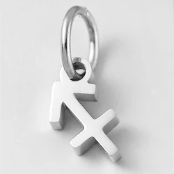 Stainless Steel Zodiac Star Pendant Necklace Accessory (Sagittarius - Silver)