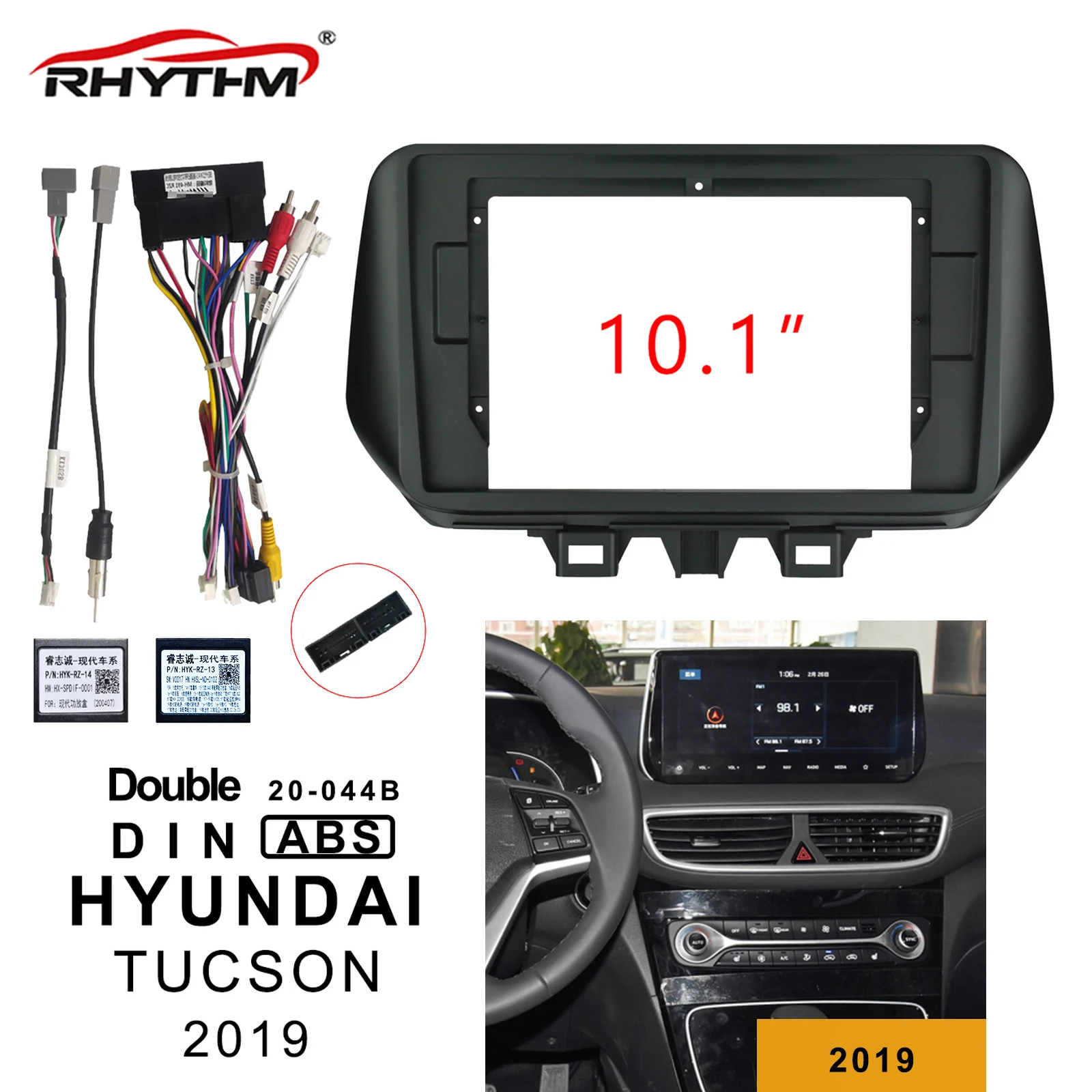 

10.1Inch Car Fascia For HYUNDAI TUCSON 2019 Fascia Panel Audio Fitting In-dash 2din Car Radio DVD Frame Canbus Cable Adaptor Kit