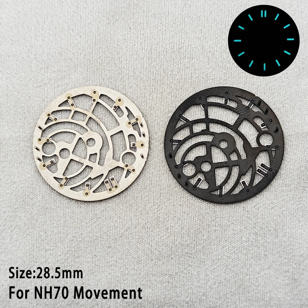 Hollow Skeleton Dial with C3 Green Luminous Accents, 28.5mm, Black & Blue Design