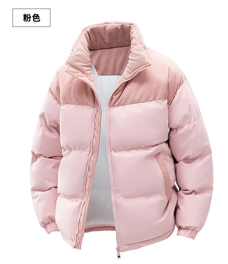 Custom LOGO cotton-padded clothes for men and women 2025 winter new thickened warm removable hooded cotton clothes couple jacket