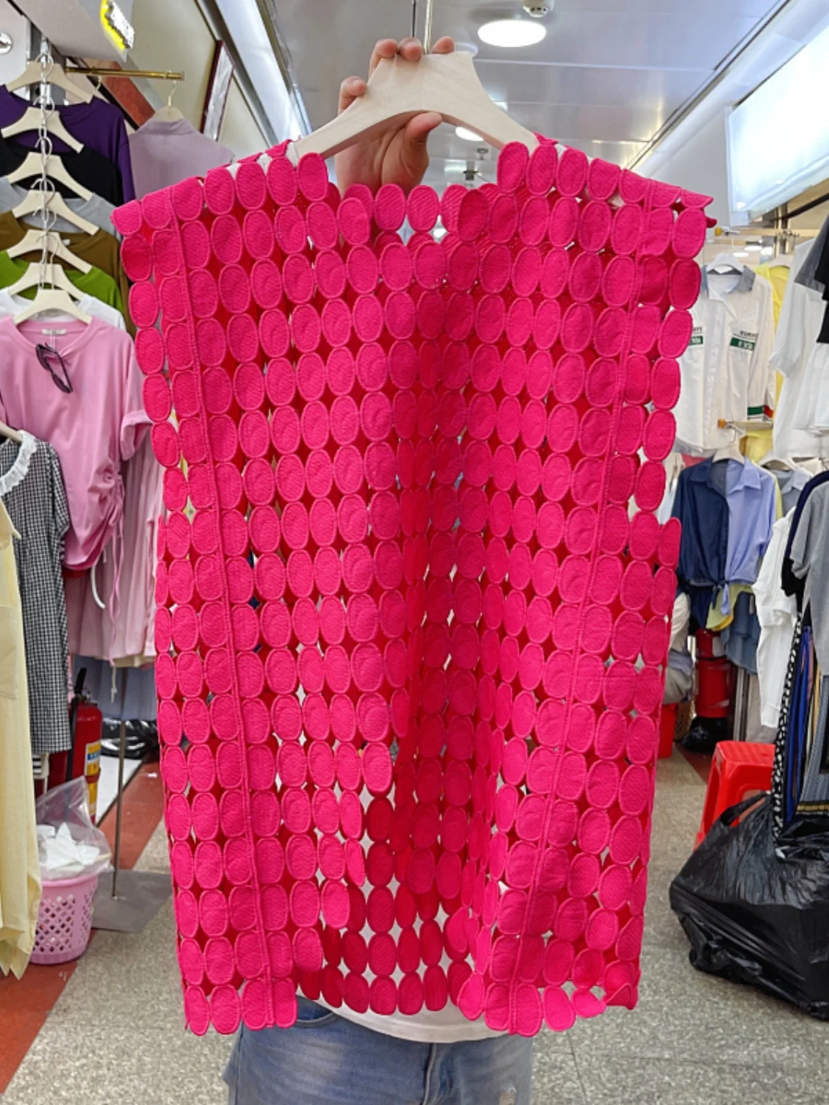 

Кружевная рубашка SuperAen, жилет с вырезами, Новинка лета 2024, Свободный Топ, жилет, модная куртка, жилет с разрезом