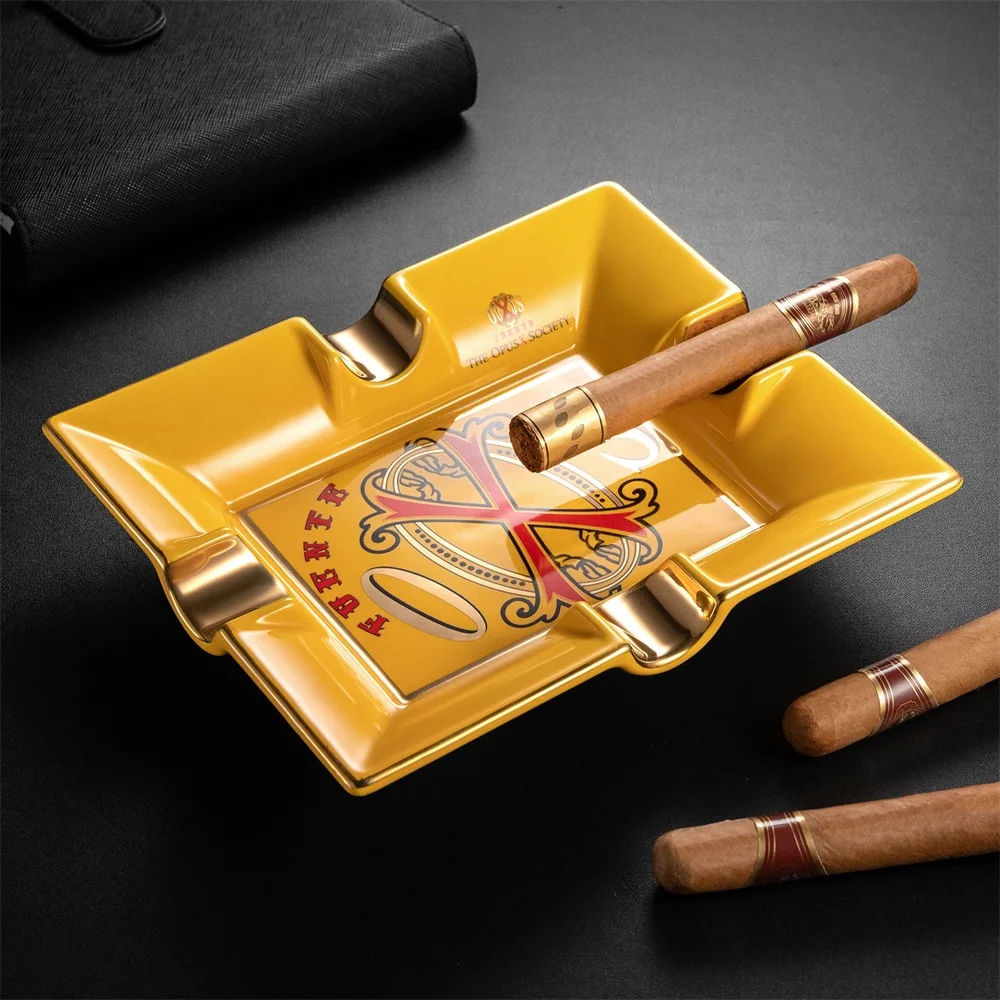 CIGARLOONG Ceramic Cigar Ashtray 4 Cigar Slots Bottom Non-Slip Home Decorations Multicolor Cigar Holder Tray CLG-23JX1 3