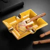 CIGARLOONG Ceramic Cigar Ashtray 4 Cigar Slots Bottom Non-Slip Home Decorations Multicolor Cigar Holder Tray CLG-23JX1 3