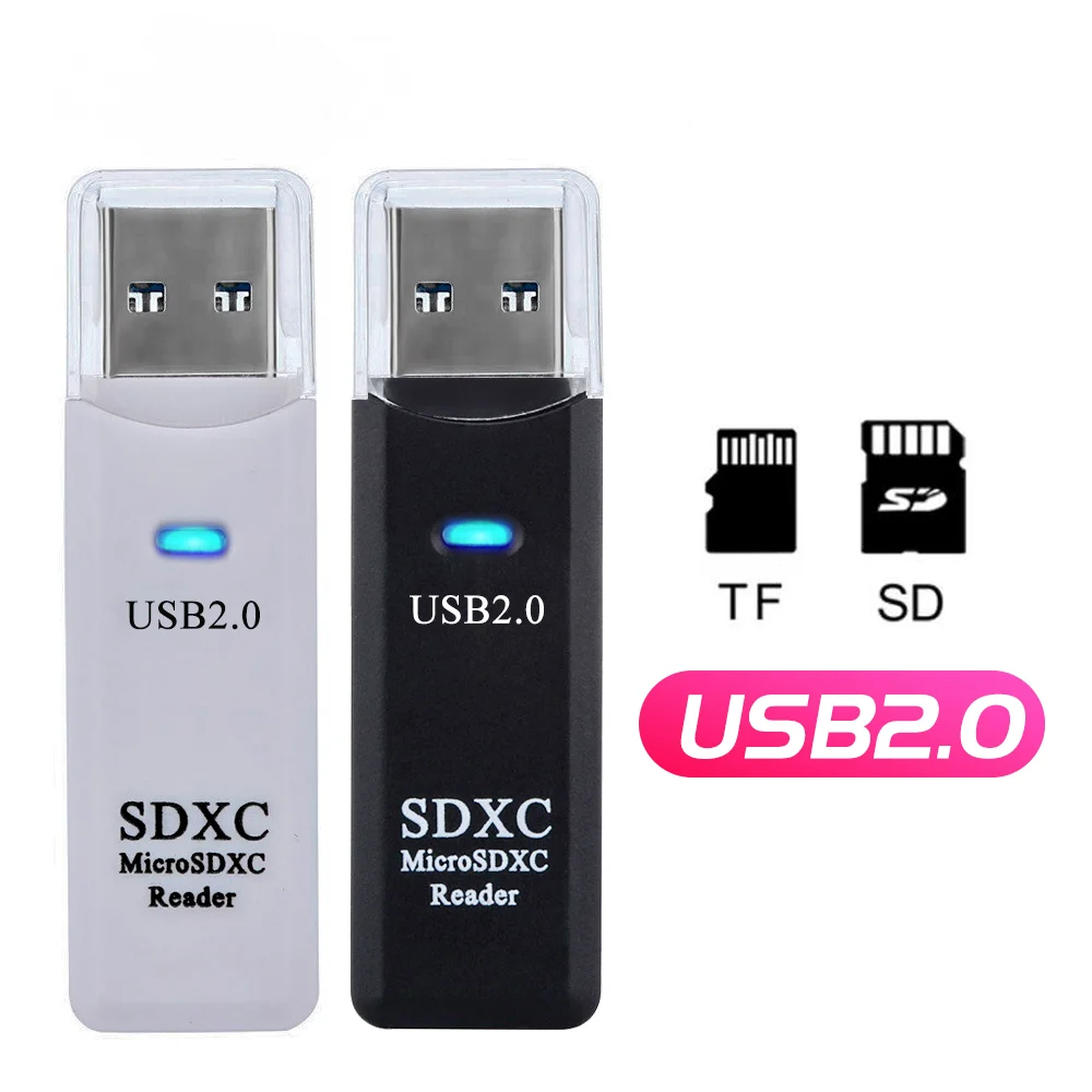 

2 In 1 TF SD Card Reader USB 2.0 Card reader Micro Sd Card To Usb Adaper Smart Card Reader Flash Drive Laptop Accessories