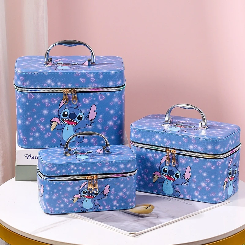 Anime Peripheral Stitch Makeup Bag Cute 3-Piece Set Large Capacity