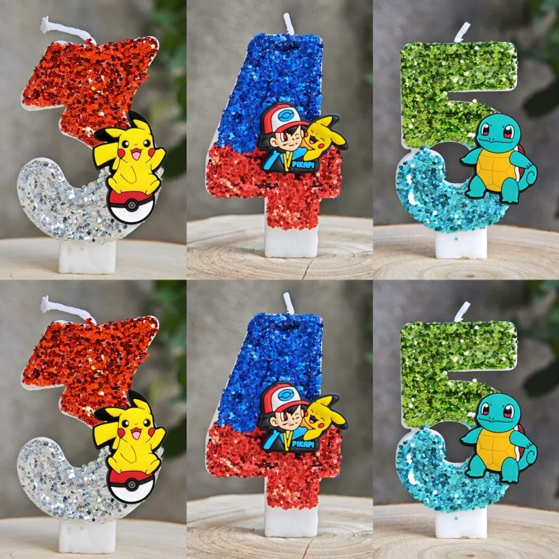 Cute Pokemon Monster Candle Kids Birthday Cake Decoration Cartoon Anime Figure Supplies Party Accessories Christmas Gifts