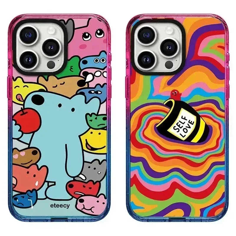 

Cartoon Dog Self Love Colorful Border iPhone 12 13 14 15 Pro Max Protective Case