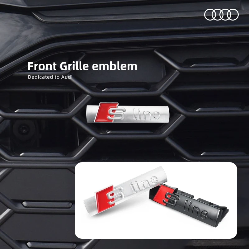 Auto Anteriore Griglia Emblema S Line Badge Car Body Decorazione Sticker Per Audi Sline A3 A4 B8 8P 8V B6 A5 A6 C7 Q5 B9 B7 C6 A1 Q7 Q3