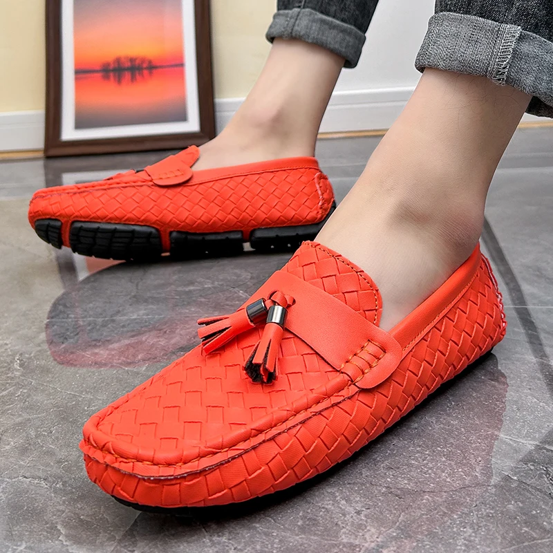 YRZL Designer Leather Casual Shoes for Men High Quality Fashion Man's Loafers Flats Hot Sale Driving Shoes Comfortable Footwear