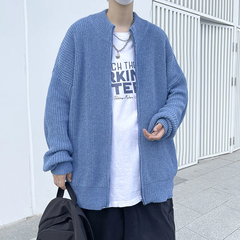 

M-3XL Winter Thick Men's Knitted Sweater Coat Long Sleeve Cardigan Streetwear Full Zip Male Causal Plus Size Clothing for Autumn