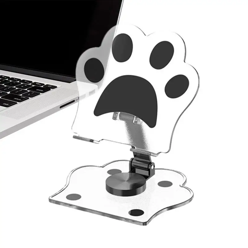 귀여운 고양이 클로 아크릴 탁상용 전화 스탠드, 탁상용 전화 거치대, 조절 가능한 두꺼운 케이스, 친화적 거치대