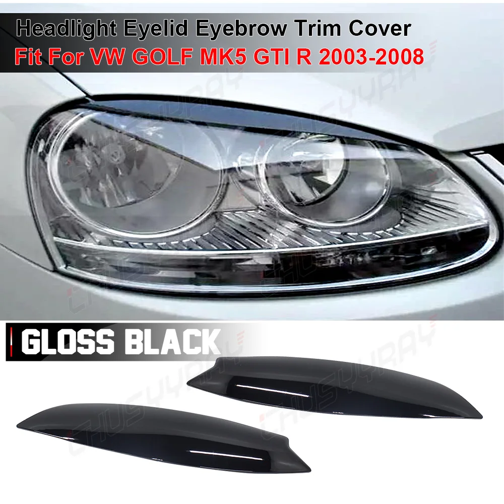헤드라이트 눈꺼풀 눈썹 트림 커버, VW 골프 MK5 GTI R 2003-2008 탄소 섬유 ABS 헤드라이트 눈썹 커버 트림