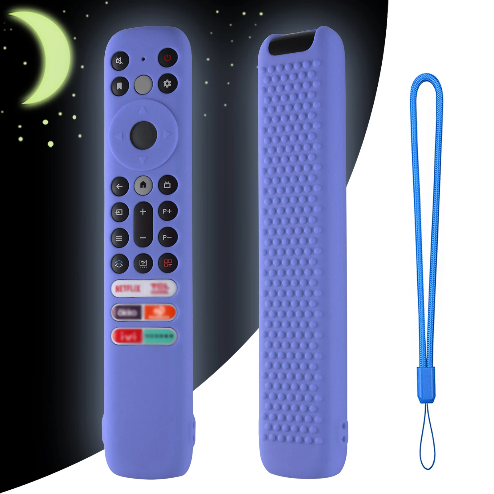 Custodia Silicone Per Telecomando TCL RC833A, Antiscivolo Con Cordino (Nero)