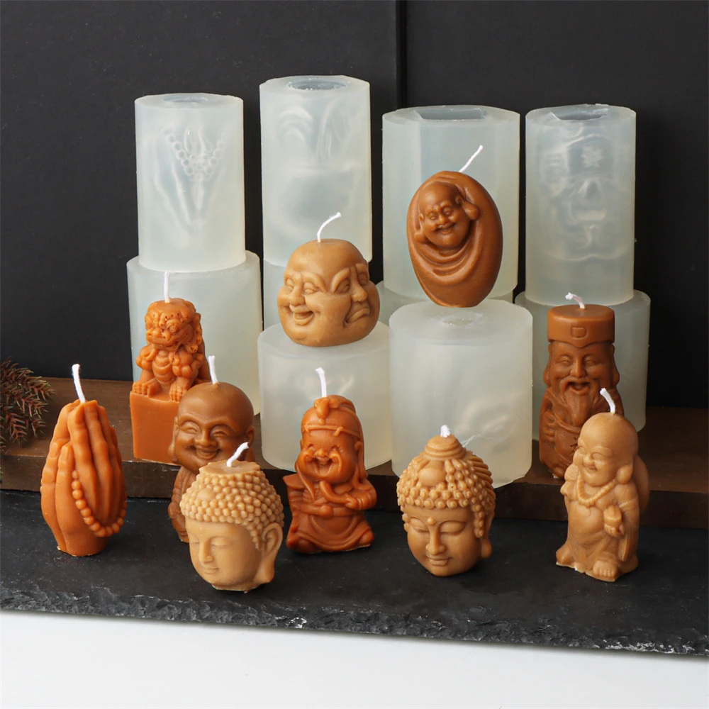 3D 부처님 양초 실리콘 몰드, DIY 부처님 석고 비누 시멘트 송진, 몰드 축제 선물 만들기, 교회 양초 생산 용품