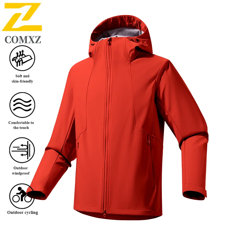 EiAO Jacket Badass Couple's Workwear Softshell Windproof Waterproof Loose Fit Outdoor Coat for Hiking Fishing Camping Streetwear