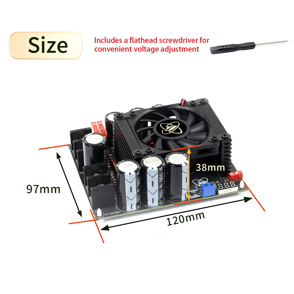 저리플 3000W DC 부스트 전원 공급 장치 50A 고출력 저소음 스텝업 조절 가능 컨버터 모듈 오디오 쿨 팬 전용