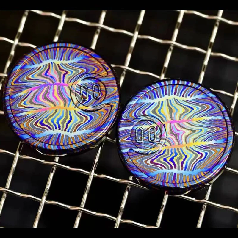 

YEDC Double-sided Ratchet Titanium Damascus Pig Coins Haptic Coin&Ratchet Metal Magnetic Toys