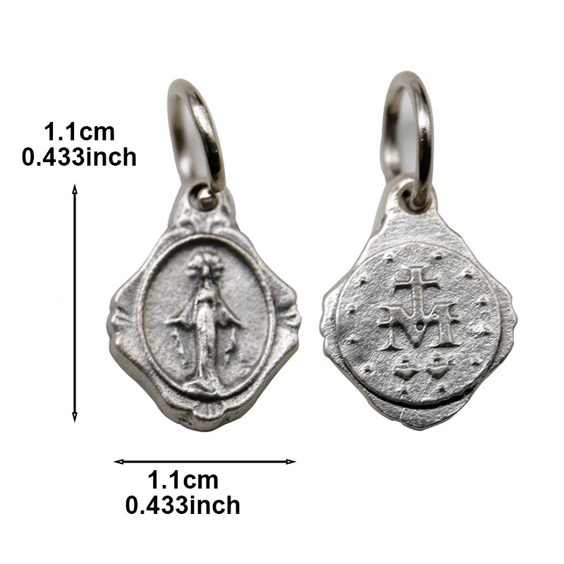 기적의 천주교 보석 제작 참 이탈리아 종교 메달 팔찌 목걸이 아연 합금 펜던트 1.1cm