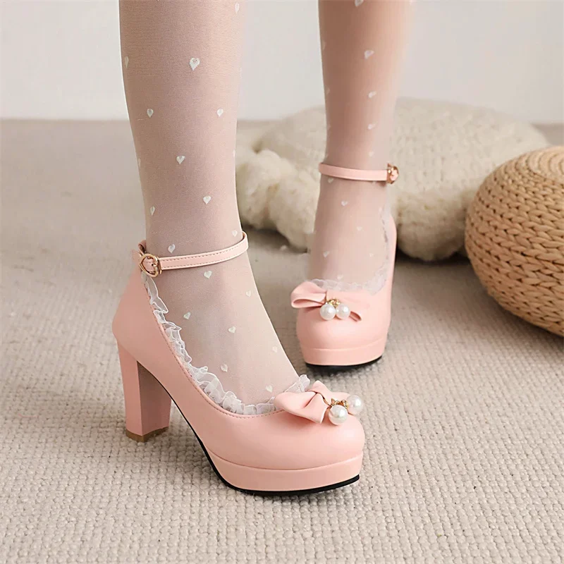 

Туфли-лодочки для девочек, с жемчужным кулоном и пряжкой