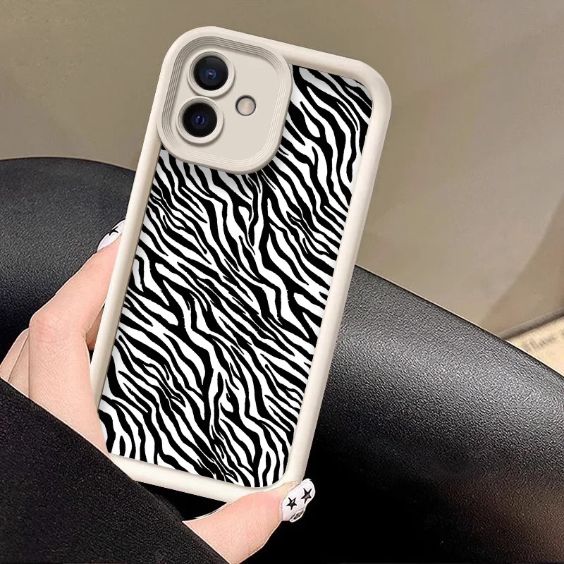 Stylish Retro Black Zebra & Leopard Print Shockproof Silicone Phone Case
