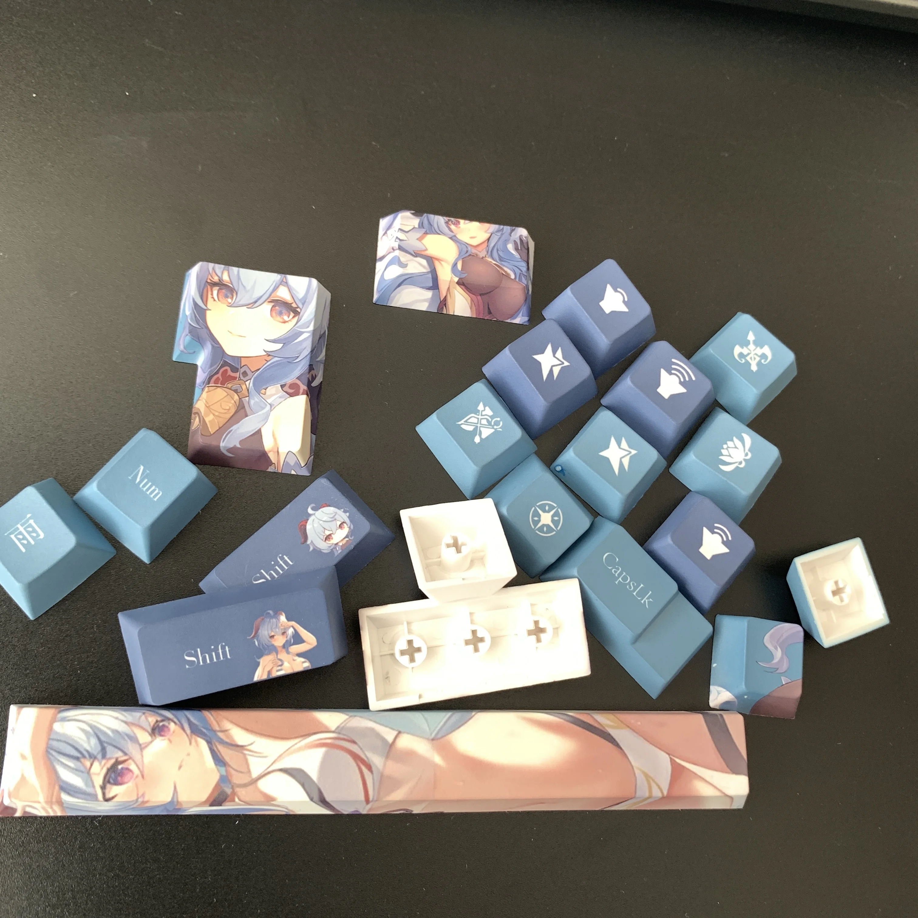 genshin keycaps genshin impacto tema ganyu pbt material chaves conjunto para teclado mecânico chave chreey perfil