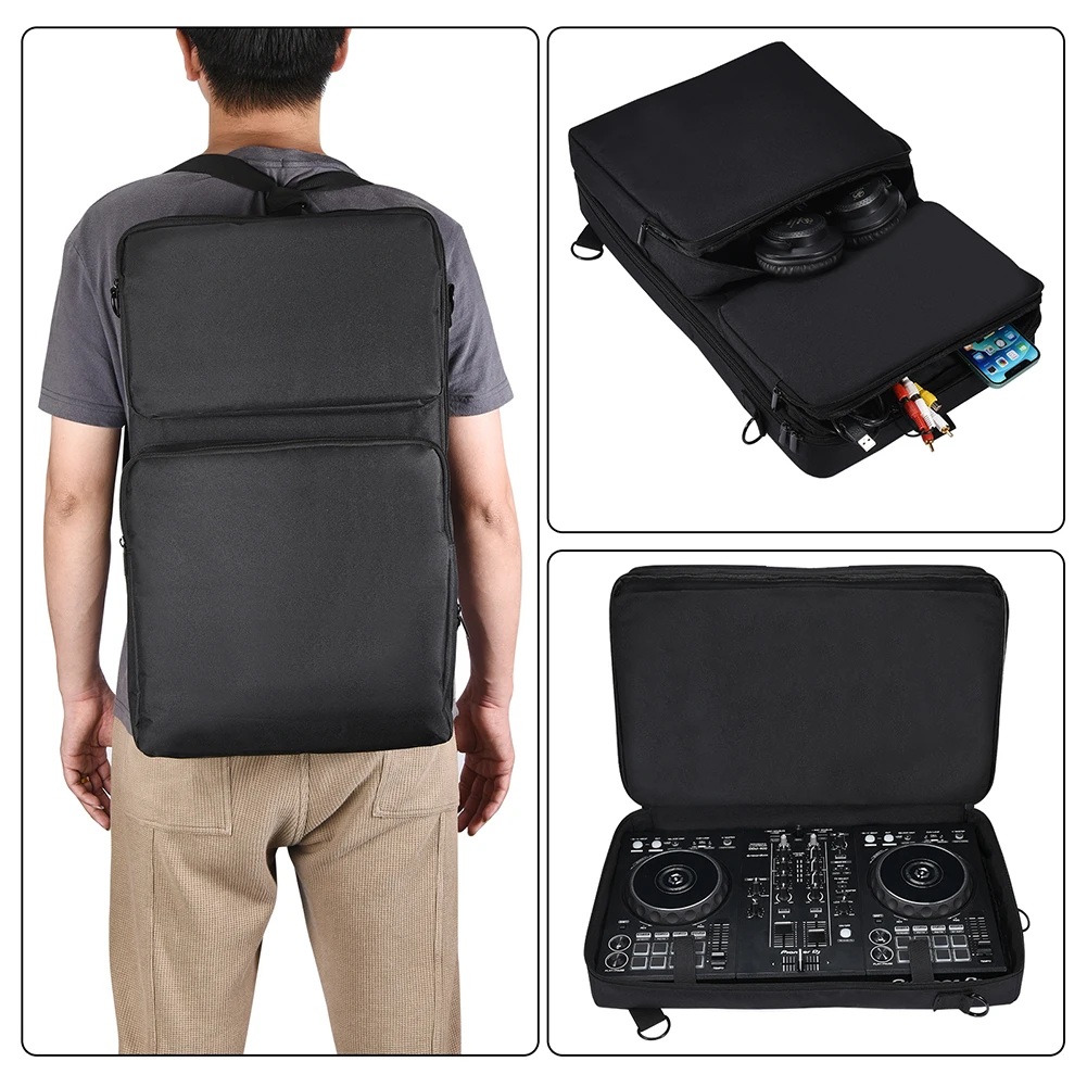 Portable Protective Case Turntable Carrying Case DJ Controller Case for Pioneer DDJ-FLX4/400/SB3 Roland DJ-202 Dustproof Carrying Storage Bag with Shoulder Strap