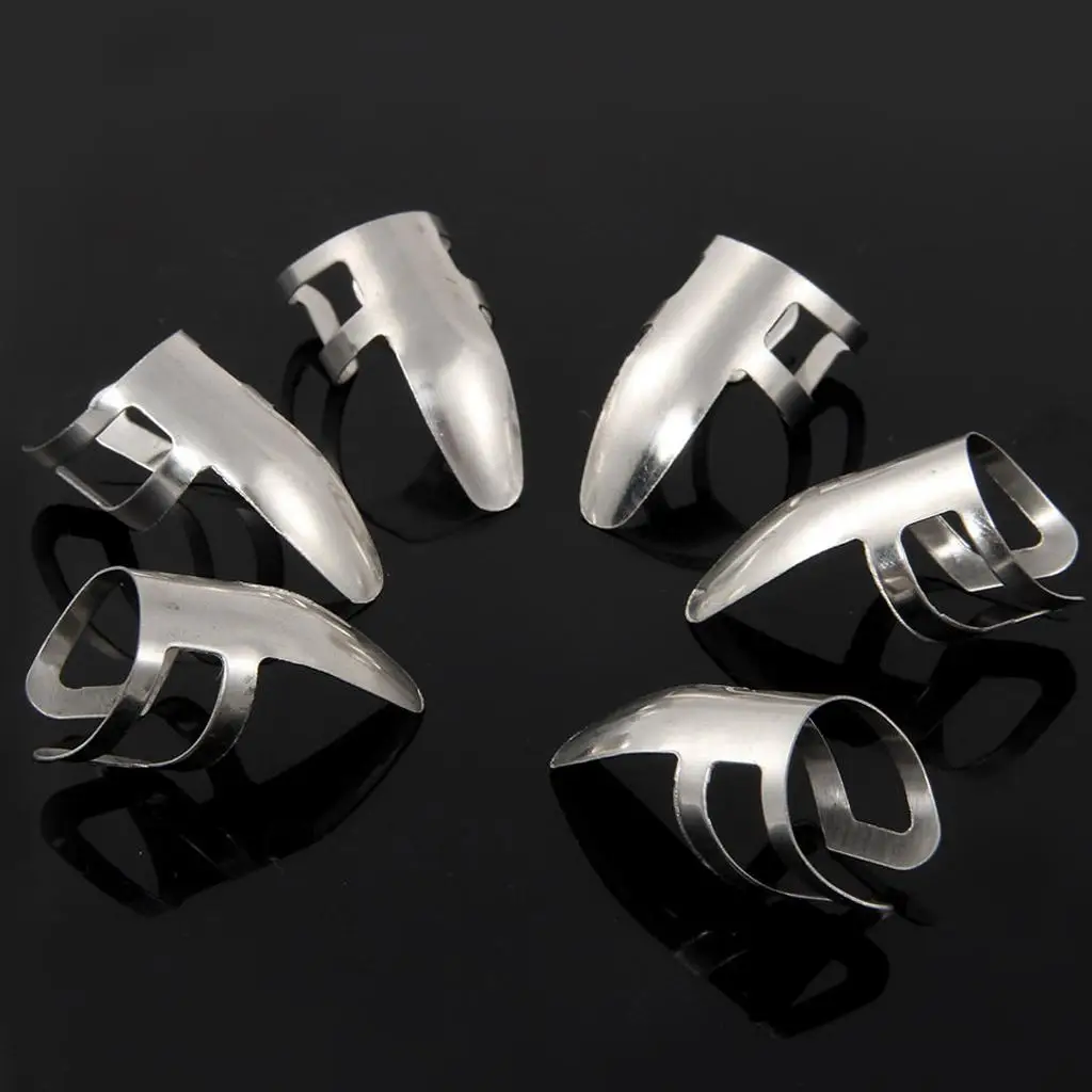 Stainless Steel Plectrums Finger Picks for Guitar Banjo Ukulele Pack of 6