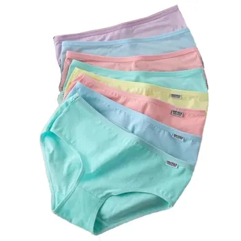 7 pz mutandine per le donne biancheria intima di cotone Plus Size slip Sexy ragazze traspirante morbido Lingerie femminile carino mutande di colore solido