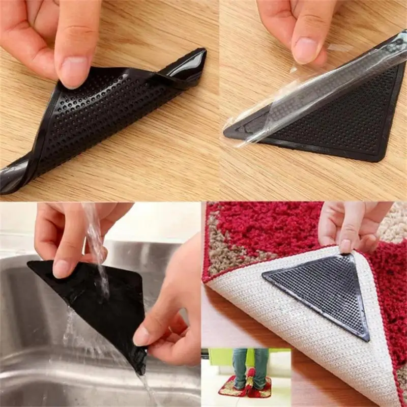 8pcs Carpet Non-slip Sticker Carpet Corners Pads Anti Curling Patch Self-Adhesive Anti Skid Grip Tape Floor Mat Fixed Sticker