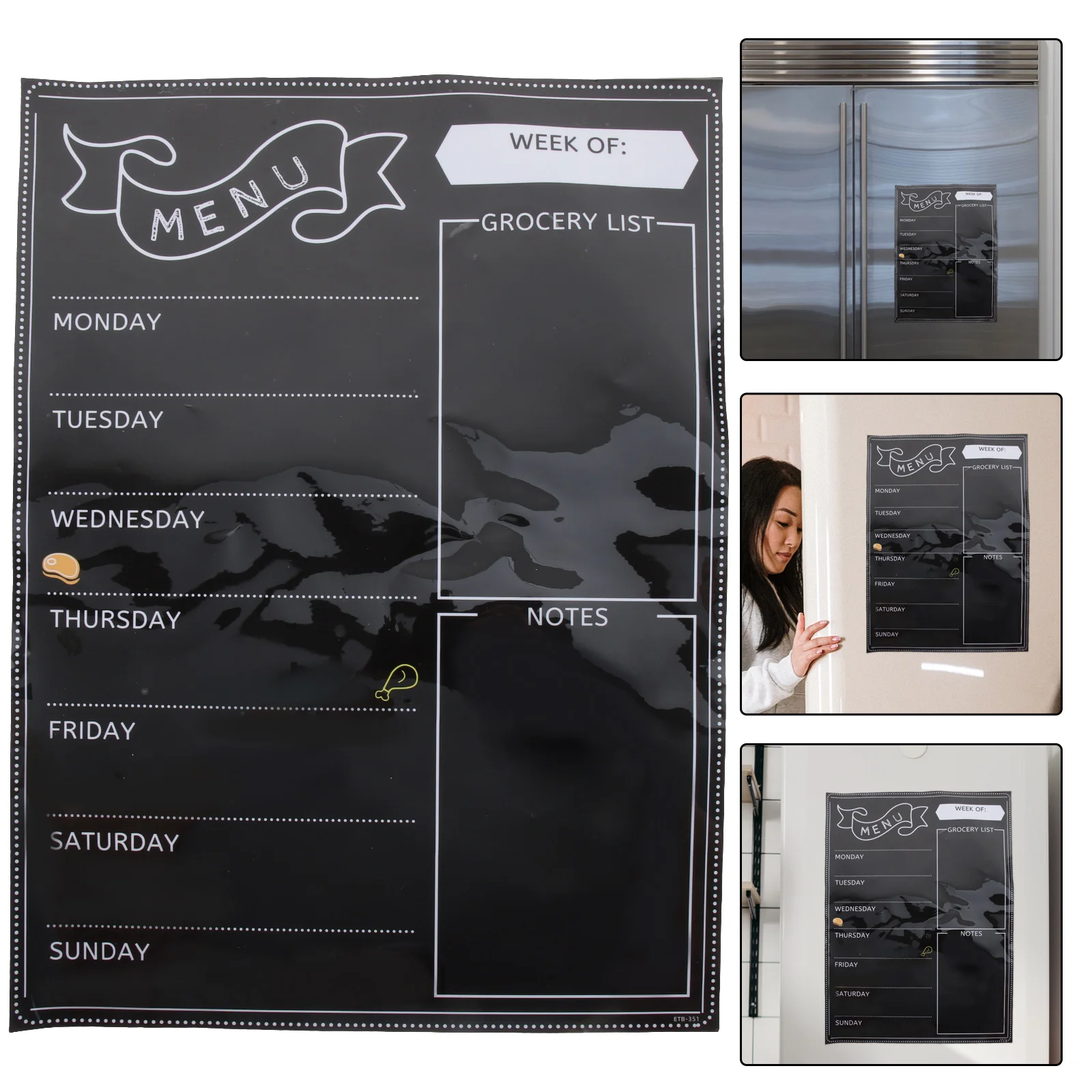 

Magnetic Menu Blackboard Household Fridge Magnet Sticky Chalkboard Meal Board