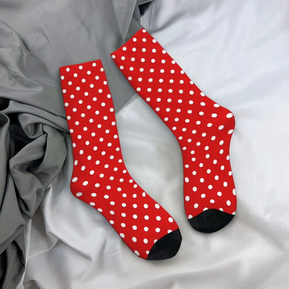 

Polka Dots Socks White and Red Gothic Stockings Women High Quality Outdoor Sports Socks Winter Graphic Anti Skid Socks