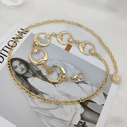 Vintage Punk Hip Hop Metal Waist Chain Belt (Moon gold)