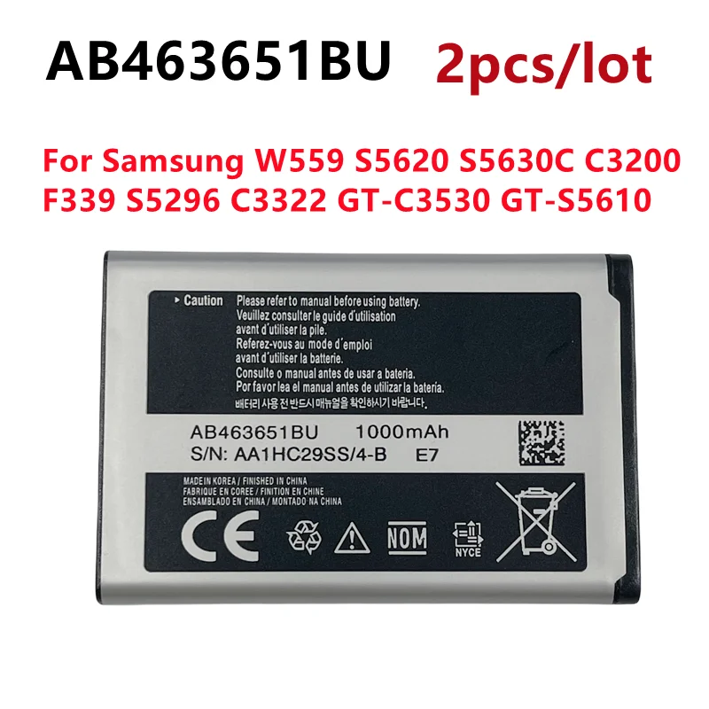 2pcs-lot-Battery-AB463651BC-AB463651BE-AB463651BU-For-W559-S5620-S5630C ...