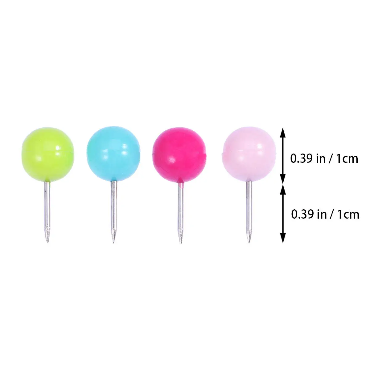 100Pcs 10Mm 활기찬 공 모양의 푸시핀 벽 코르크보드 지도 표시 사무실 학교 전시회 사용을 위한 장 드로잉 핀