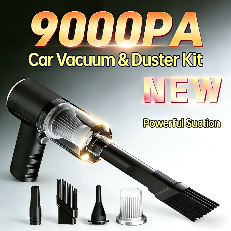 9000Pa Wireless Car Vacuum Cleaner USB Charging 1200mAh Portable Cleaning Appliance Mini Wet and Dry Vacuum Cleaner Household 1