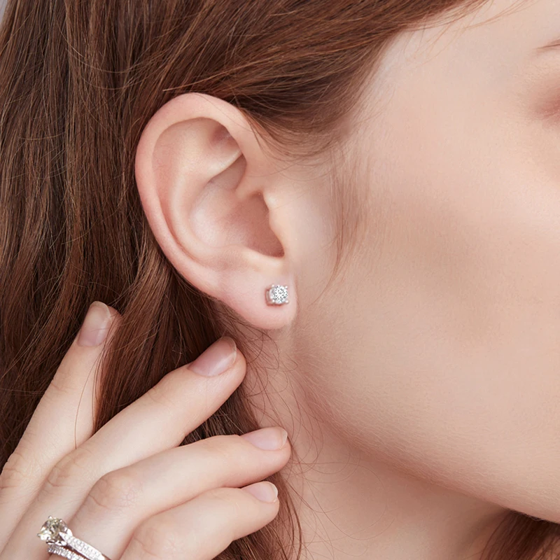 4 Prongs Moissanite Earrings For Women Solid 925 Sterling Silver 2CT VVS1 Lab Diamond Sparkling Classic Wedding Jewelry silver earrings womens earrings