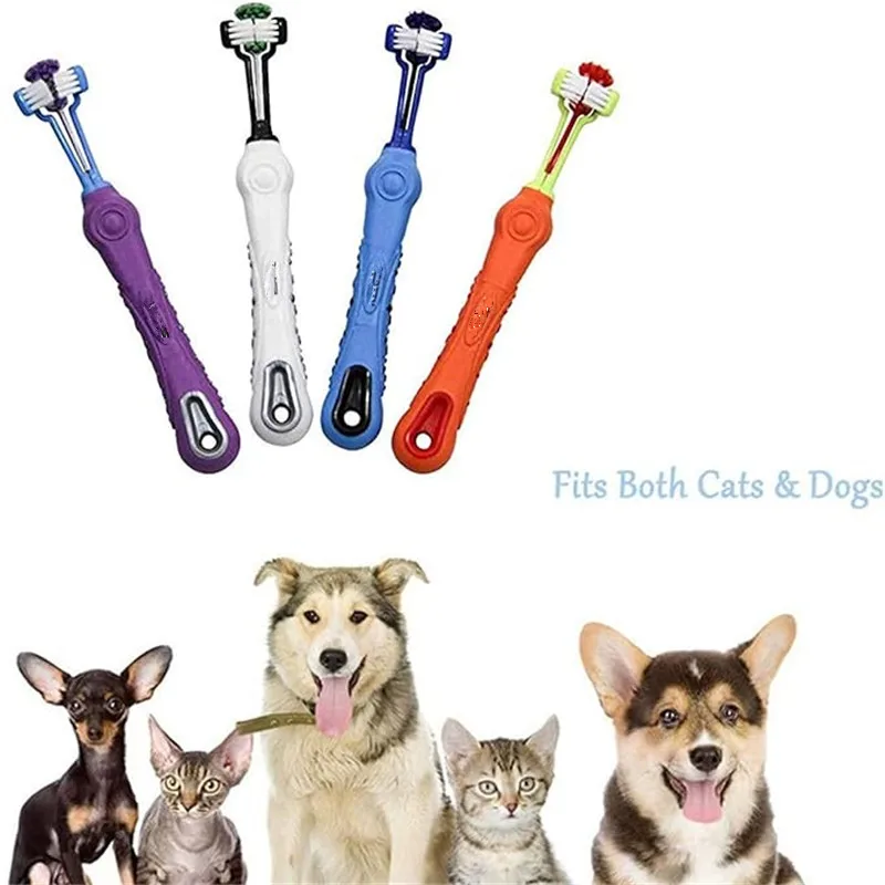 

Pet Dog Toothbrush Three-Head Multi-angle Cleaning Tooth Bad Breath Tartar Teeth Care Tool Brush for Dog Cat Protection Health