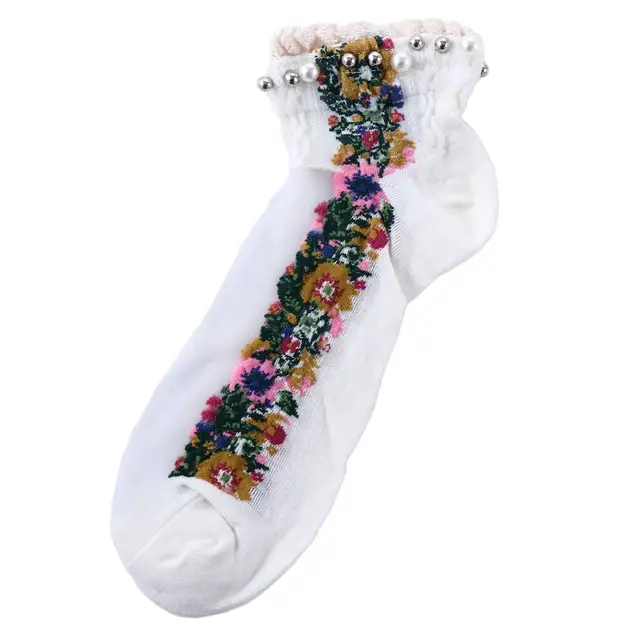 Fashion Elastic Socks Crystal Glass Silk Ultrathin Lace Literary Sale 1 Pair Summer Transparent Jacquard Short Socks F