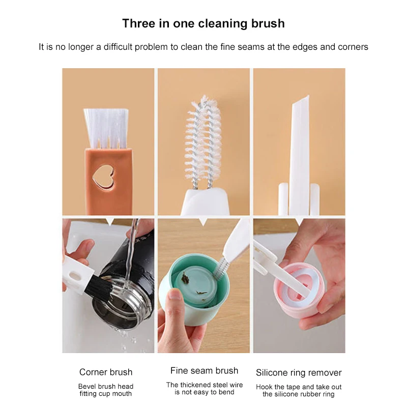 Three-in-one Cup Cover Cleaning Brush Corner Crevice Cleaning