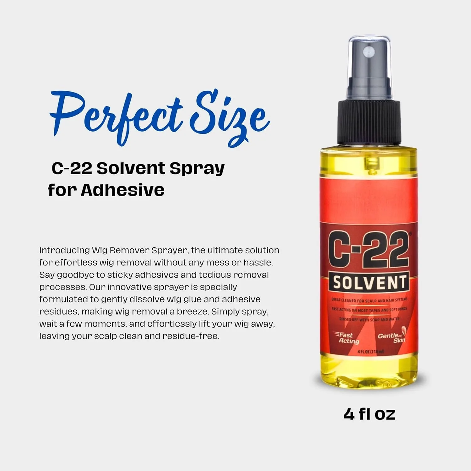 Walker Tape C22 Solvent Spray Adhesive Remover, Wigs & Accessories, Fast & Gentle on Skin Lace Glue Remover Spray, 4oz