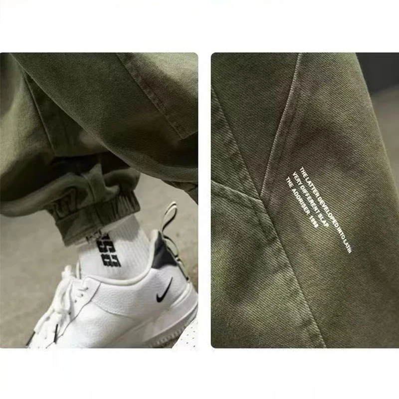Autumn Winter Men's Streetwear Fashion Trousers Male Loose Casual Patchwork Pockets Sweatpants Homme All-match Pure Cotton Pants