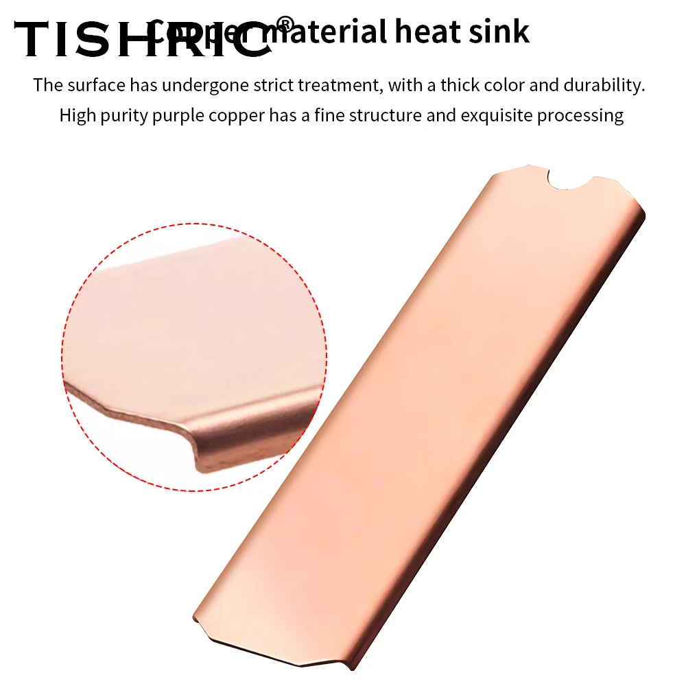 TISHRIC 퍼플 구리 그래핀 SSD M2 라디에이터, 열 패드 포함, M.2 SSD NVMe NGFF PCIe SATA 하드 디스크, M2 2280 SSD용 방열판