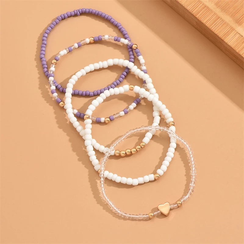 Fashion Handmade Multilayer Stacked Bracelets Set for Women Elegant Imitation Pearls Braided Beads Chain Bracelets Party Jewelry - 6