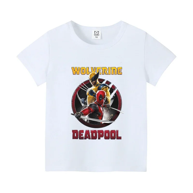 Deadpool Wolverine T-shirt for Kids Summer Short Sleeve Tee Boys Clothes Fashion Children's Clothing Friends Top Shirts Gifts 4