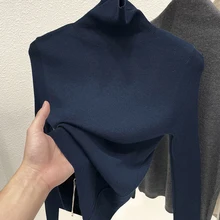 

High Neck Wool Sweater Sweater Women's Long Sleeve Bottoming Shirt Spring and Autumn Basic Tee Fit Tops