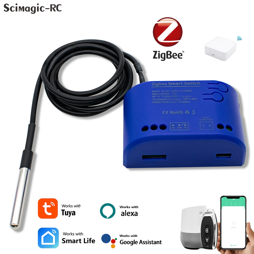 Tuya Zigbee Wifi สมาร์ทสวิทช์อุณหภูมิ 7-32 V/85-250 V รีเลย์ 10A เทอร์โมอัจฉริยะสนับสนุนเสียง Google Home alexa 1