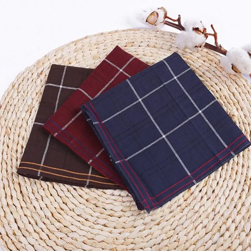 2 pcs Multicolor Stripe Set Square,Cotton Handkerchief 38 * 38 Cm Men Classic Plaid Pattern Pocket